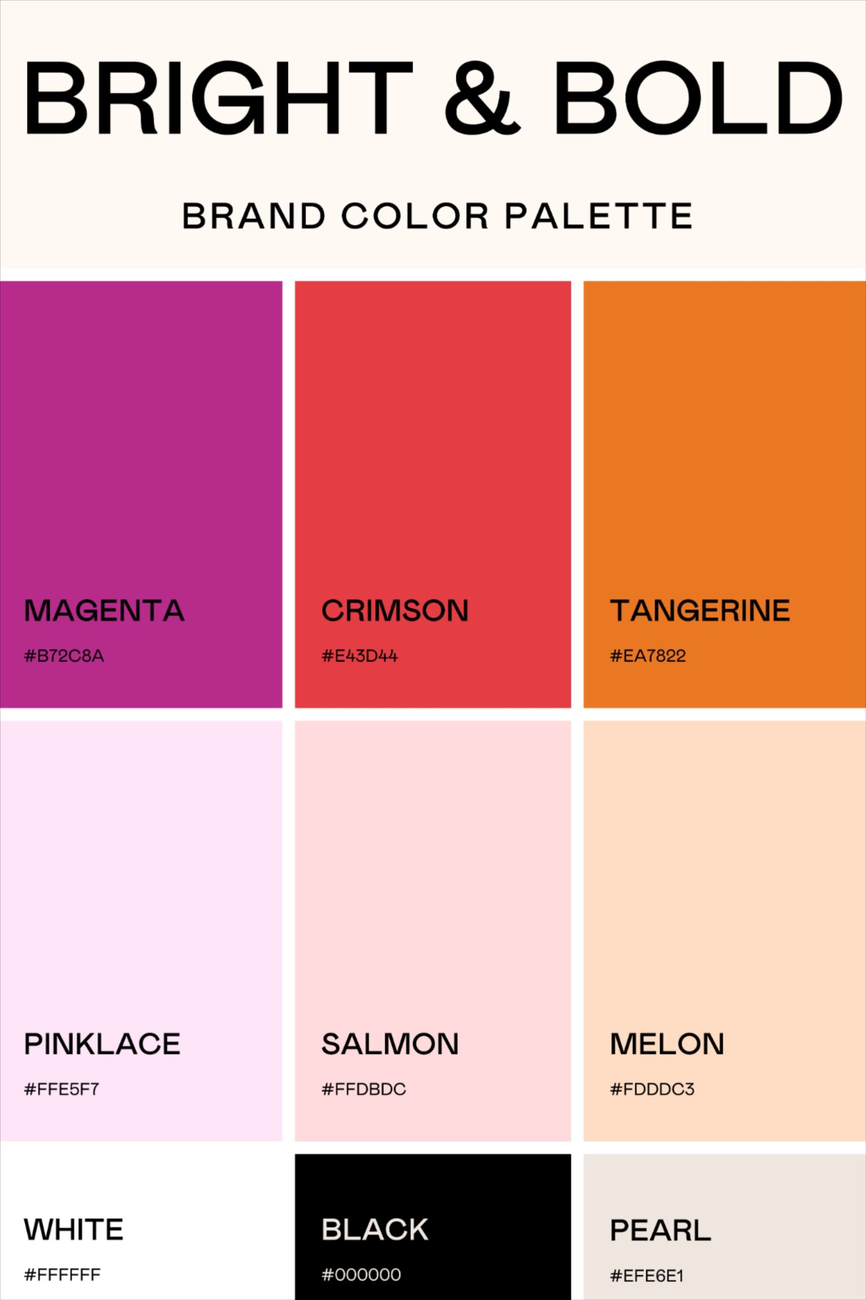Bright &amp;amp; Bold Color Palette For Brands W/ Usage And Contrast Guide ... for Bold Color Palette Checklist