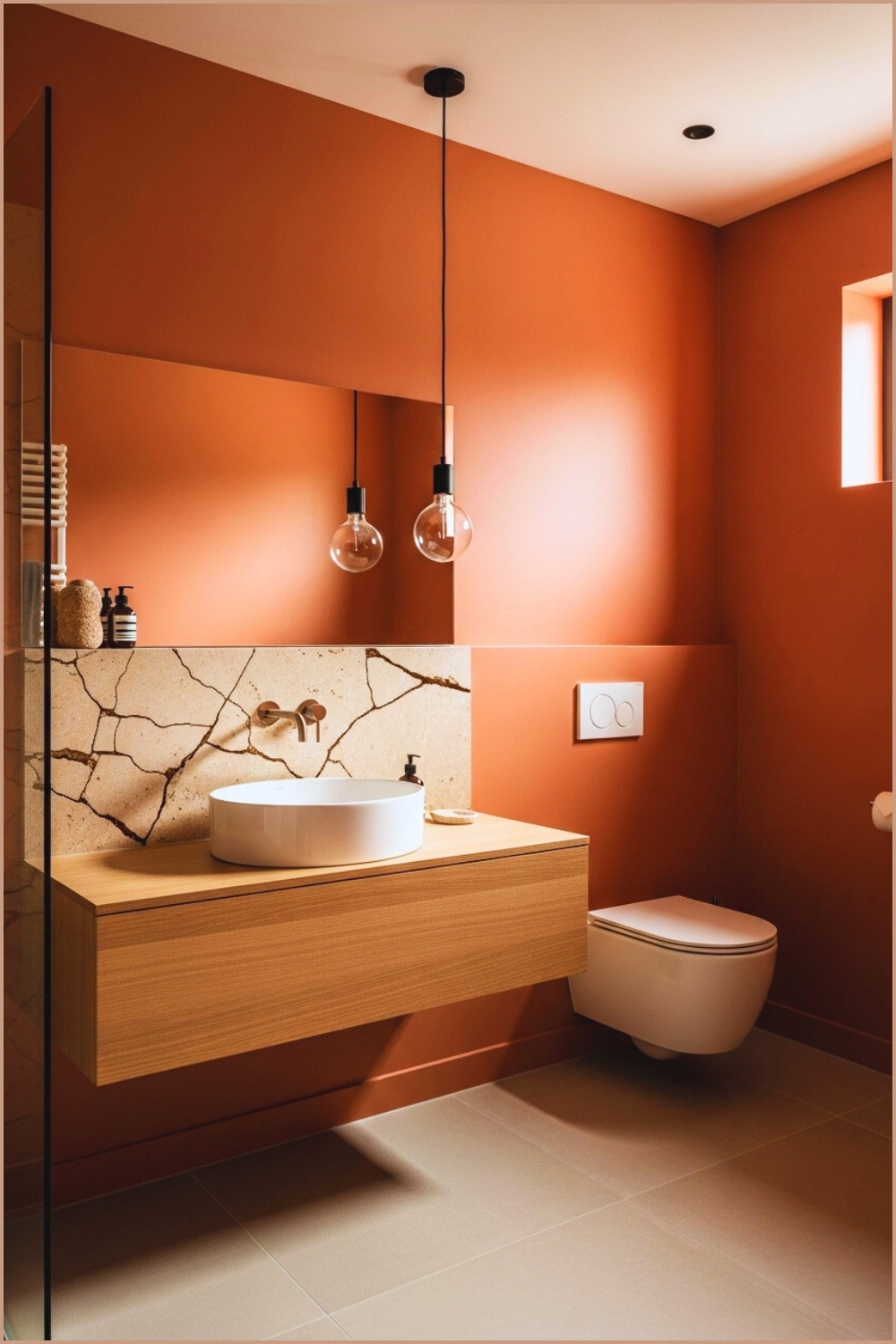 10 Chic Small Dark Bathroom Ideas For Warm Terracotta Looks - All ... for Bathroom Color Scheme Ideas