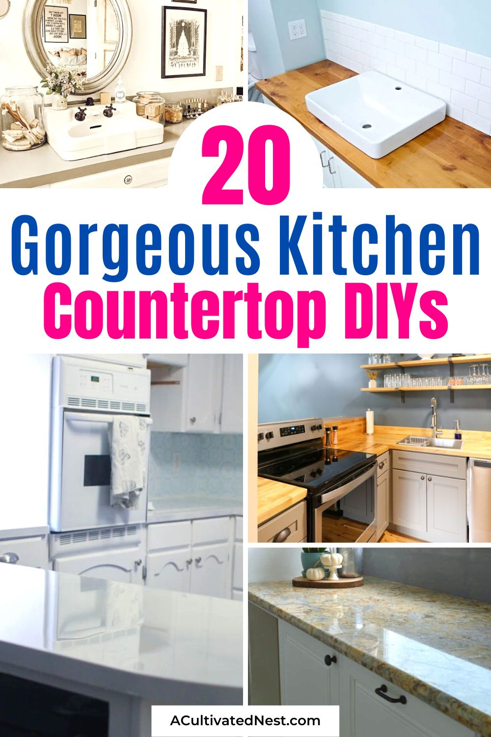 20 Gorgeous Kitchen Countertop Diy Makeovers- A Cultivated Nest for Kitchen Countertop Before And After