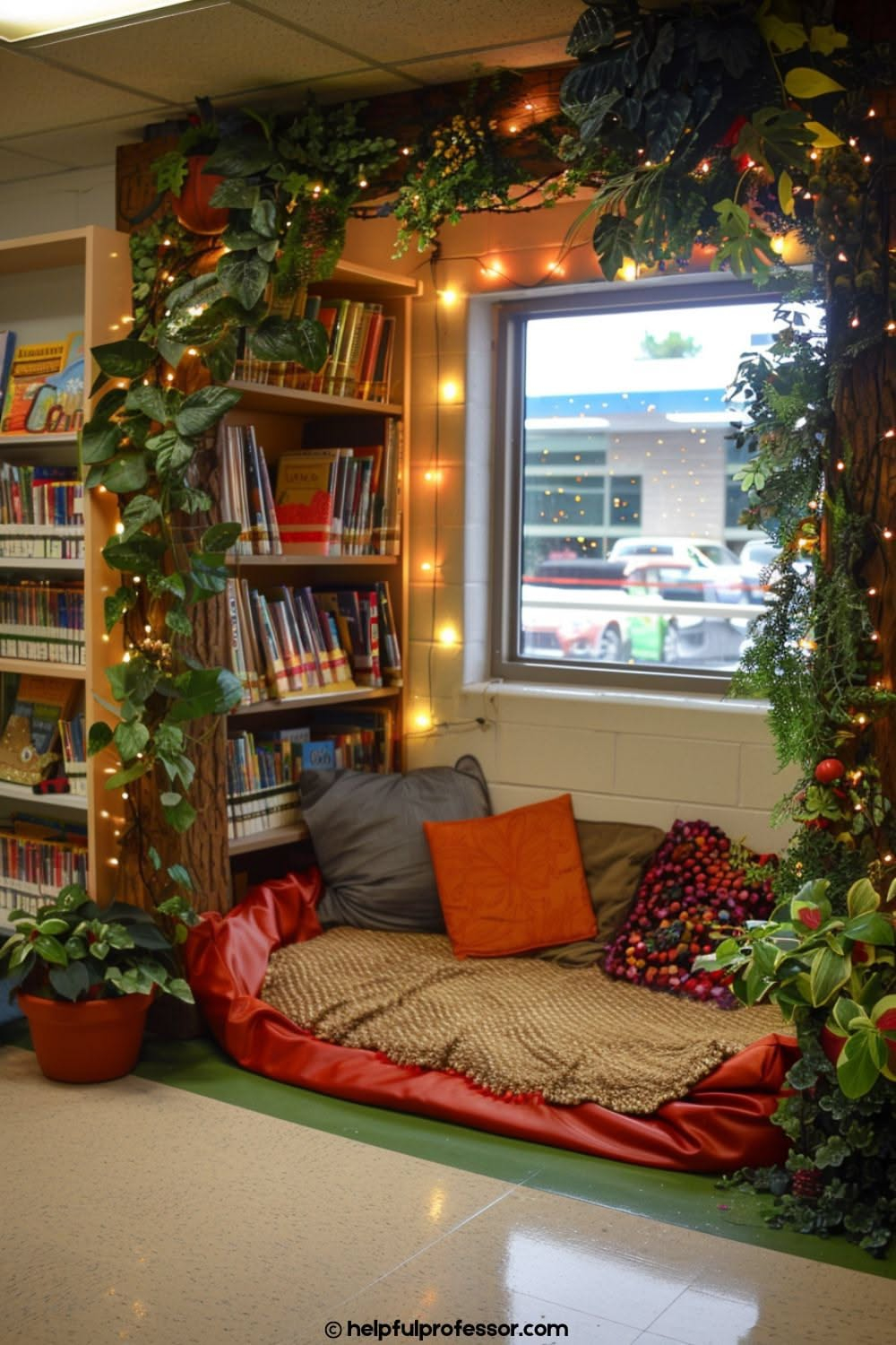 21 Cozy Classroom Reading Corners | Library Corner With Books, Library ... for Bohemian Interiors Inspiration