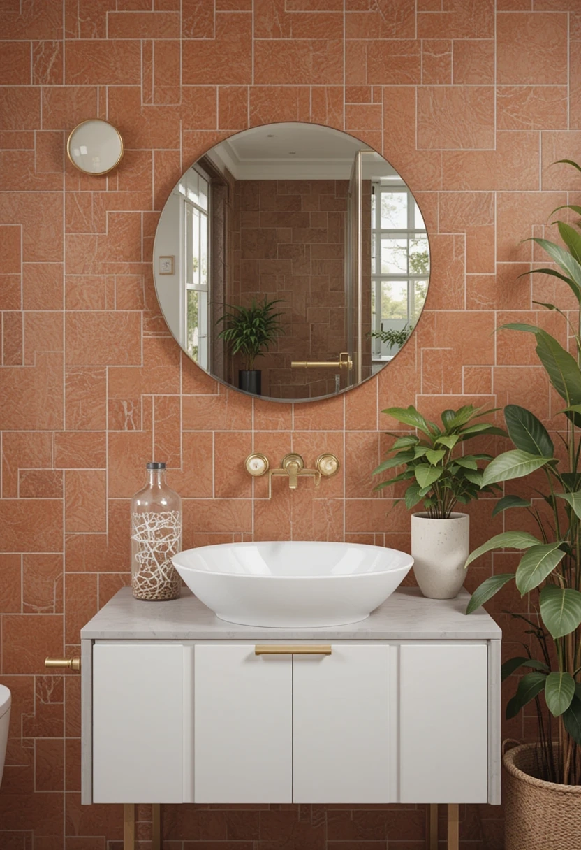 28 Stunning Terracotta Bathroom Ideas Trending Now - Addicted To ... for Bathroom Color Scheme Ideas