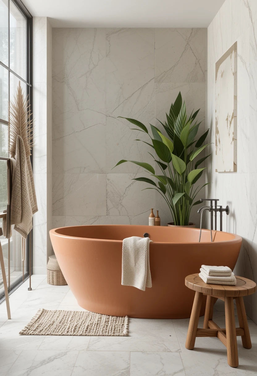 28 Stunning Terracotta Bathroom Ideas Trending Now - Addicted To ... for Bathroom Color Scheme Ideas
