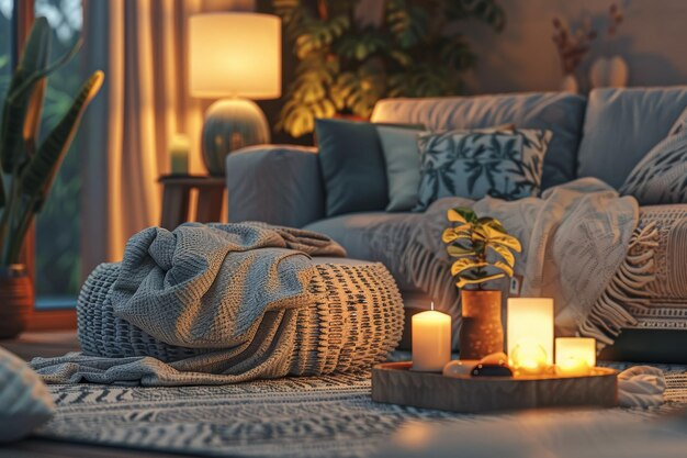 Cozy Living Room With Ambient Lighting And Plush Cushions For ... for Warm Interior Design Ideas