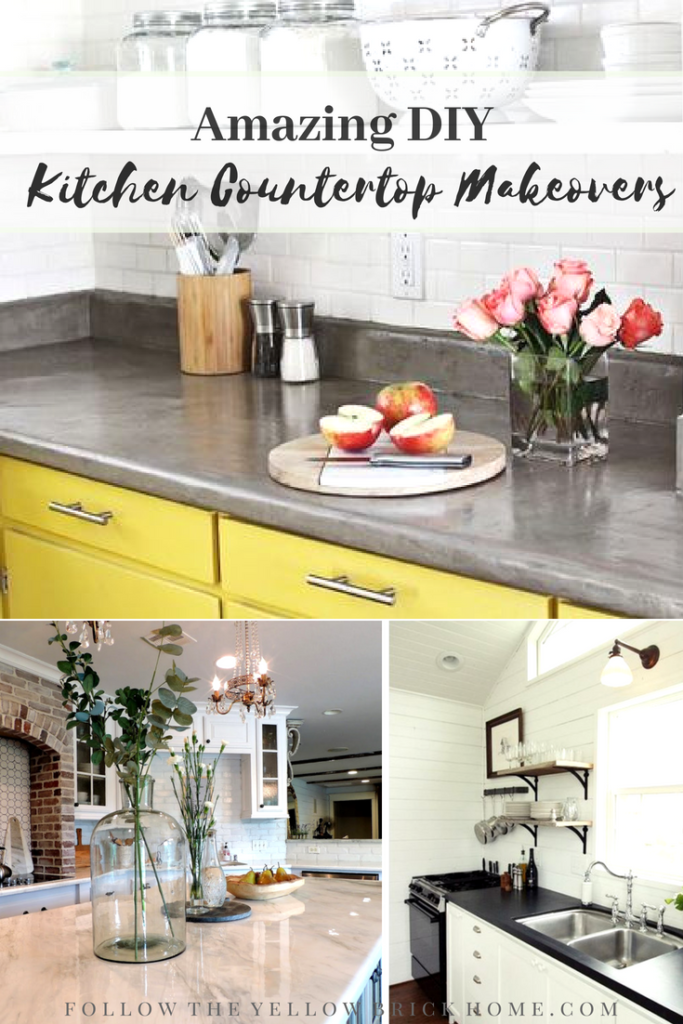 Follow The Yellow Brick Home - Amazing Diy Kitchen Countertop Makeovers ... for Kitchen Countertop Before And After