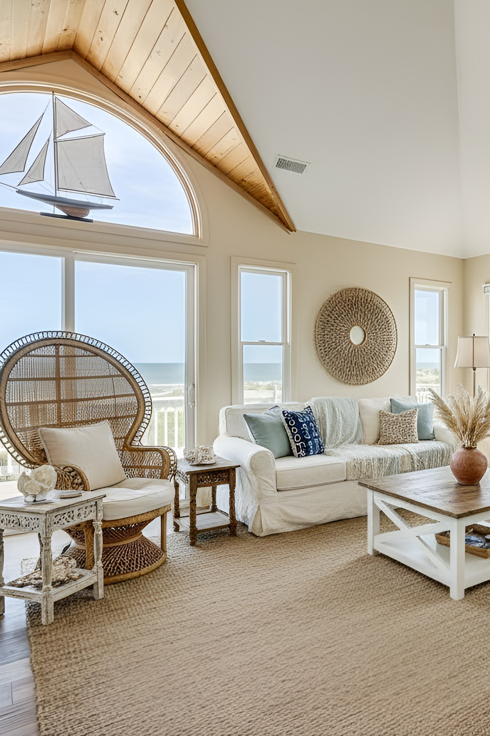 How To Decorate A Beach House Living Room In Boho Style for Coastal Interior Design Tips