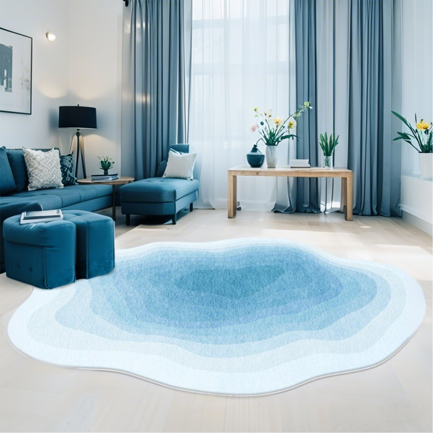 Ivy Bronx Unique Irregular Shaped Rug 4.6X6.5Ft Boho Abstract Art ... for Living Room Rug Trends 2026