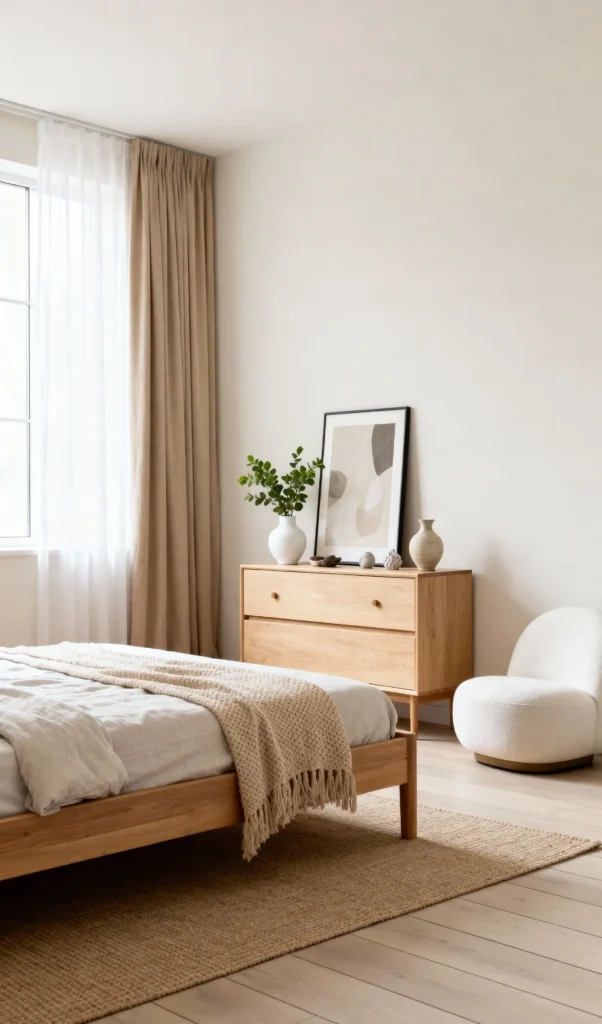 Minimalist Bedroom Ideas For Small Rooms: Soft Textures, Neutral Tones ... for Natural Home Decor For Small Spaces