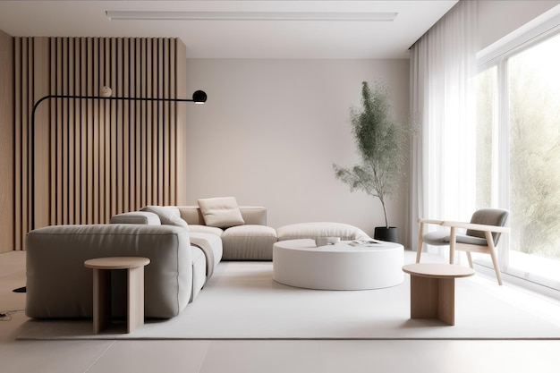 Premium Photo | Minimalist Interior With Clean Lines And Neutral Palettes for Modern Living Room Inspiration