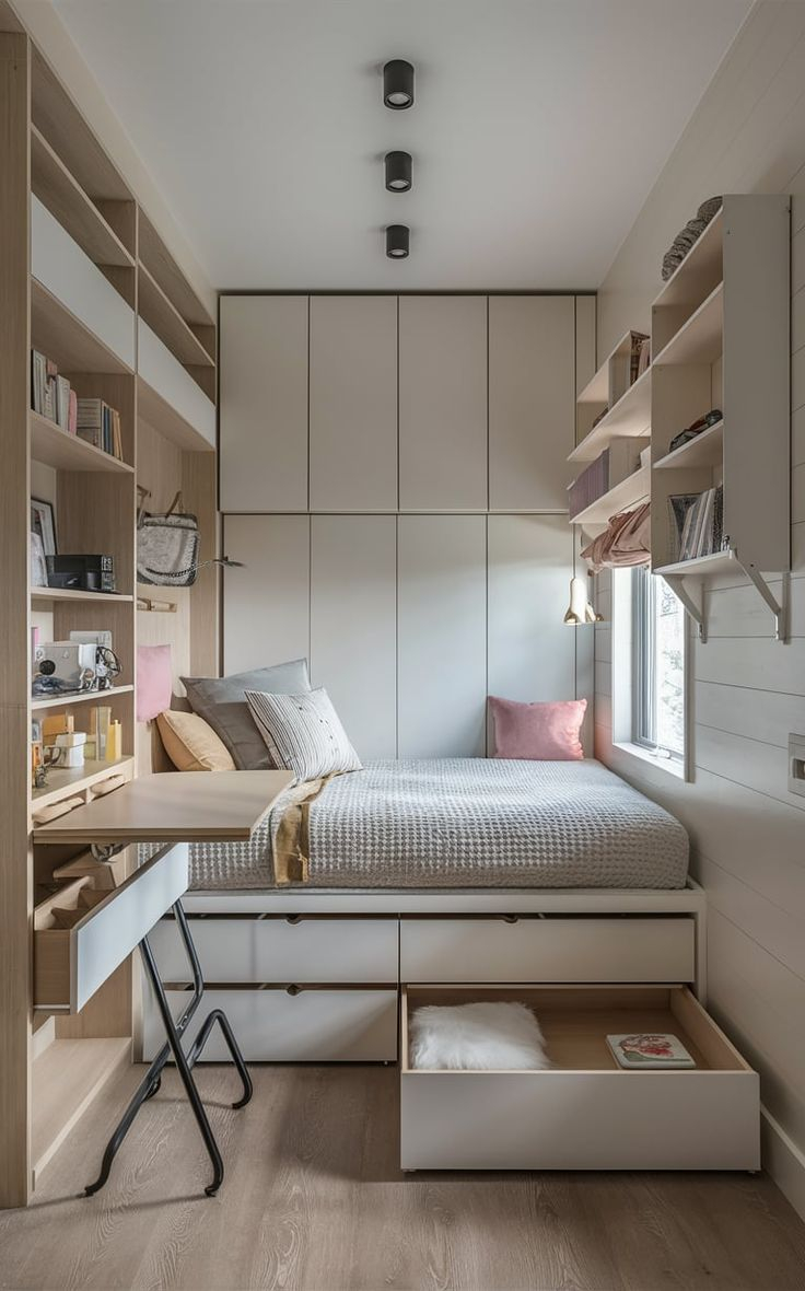 Smart Tiny Bedroom Design With Built-In Storage | Tiny Bedroom Design ... for How To Pick Bedroom Design In Small Spaces