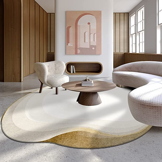 Soft Wool Modern Abstract Area Rugs For Livingroom Bedroom Brown White ... for Living Room Rug Trends 2026