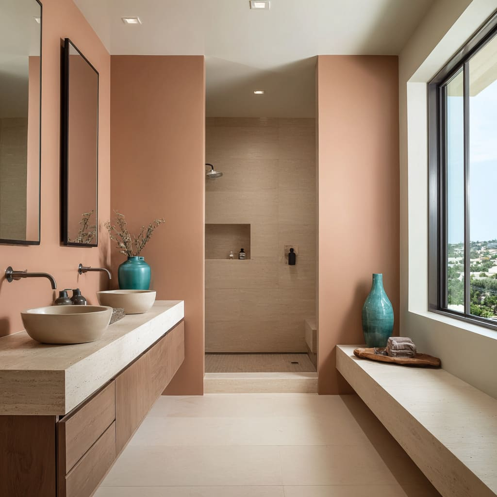 Terracotta Bathroom Inspiration: Modern Ways To Use Clay Tones Today for Bathroom Color Scheme Ideas