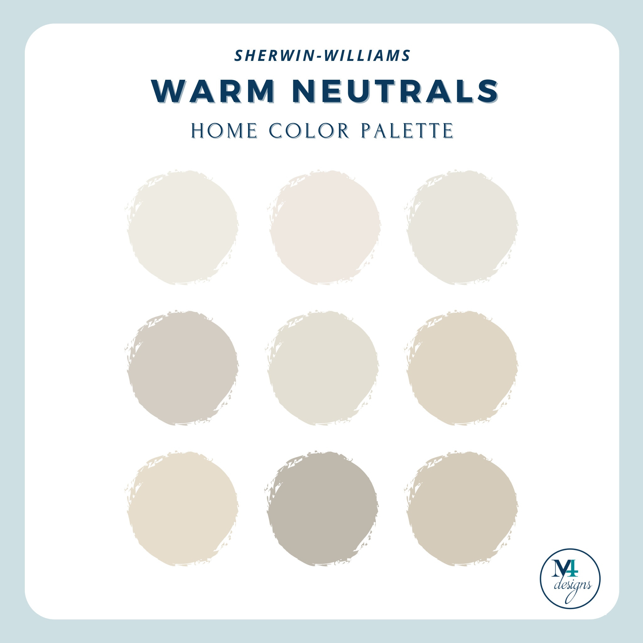 Warm Neutral Paint Colors: Sherwin Williams Home Paint Palette - Etsy for Bathroom Decor Inspiration